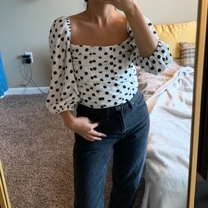 polka dot cropped blouse